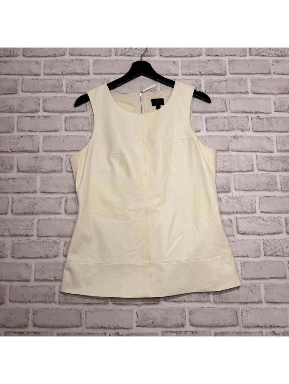 BR Banana Republic Leather Sleeveless Shirt Cream Butter‎ Women's 10